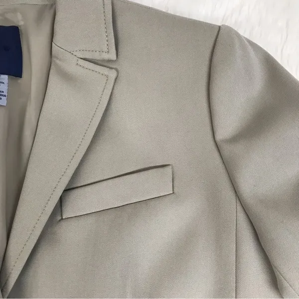 J. CREW Taupe Wool Button‎ Front Blazer Jacket 100% Wool Tan Beige Blazer Size 8 - Image 4