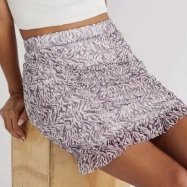 Free People NWT Women's Romi Mesh Mini Skirt In Zebra Combo Size Small‎ - Image 2