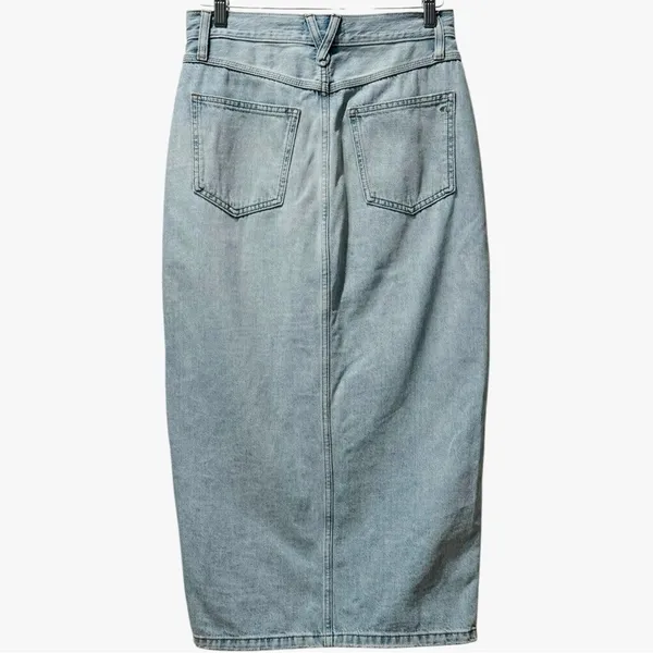 Madewell Denim Midi Jean Skirt Front Slit‎ Light Wash Size 26 - Image 6