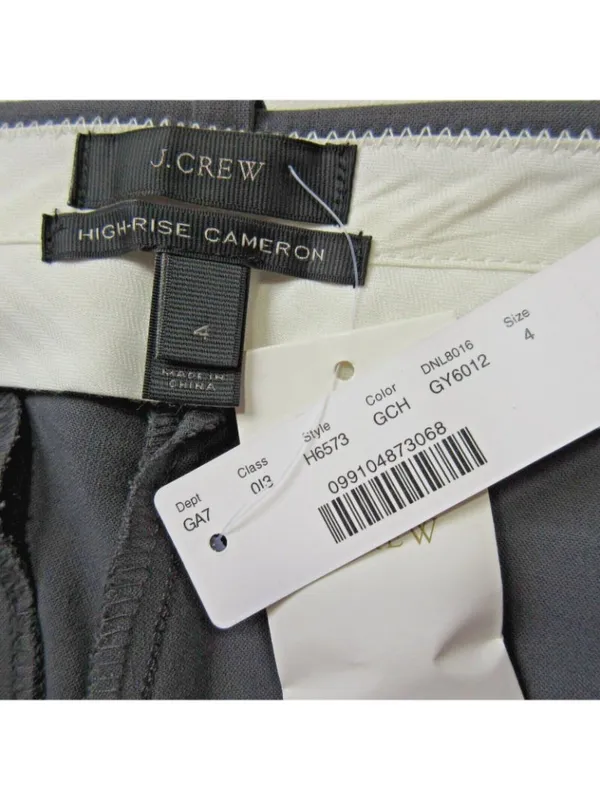 NWT J.Crew 365 High Rise Cameron Graphic Charcoal Four Season Stretch Pants 4 - Image 3