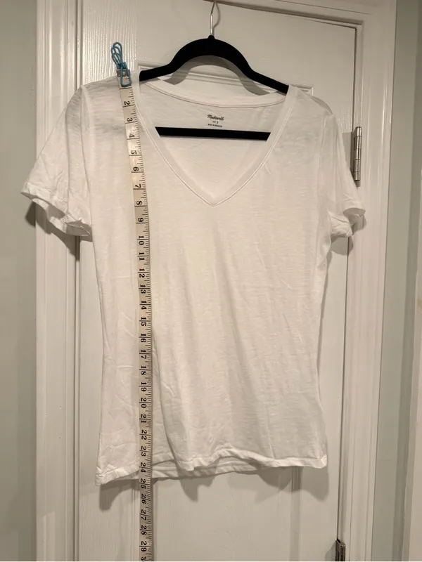 NWOT Madewell Size S White V Neck Short Sleeve Lightweight Slub Cotton Top - Image 2