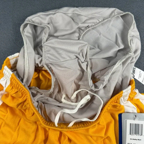 Asics Medley Running Shorts Womens Small Yellow Drawstring Liner NWT TF754-0401 - Image 2