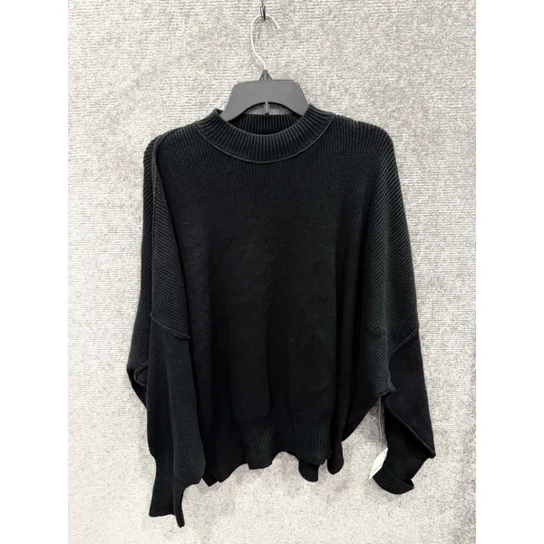 Free People Womens Sweater XS Black Ottoman Slouchy Tunic Ribbed Mock Neck New - Image 3