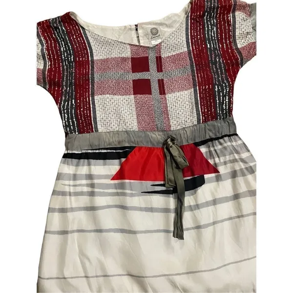 Launch by Susan Young abstract sailboat novelty 100% silk dress size XS‎ - Image 7