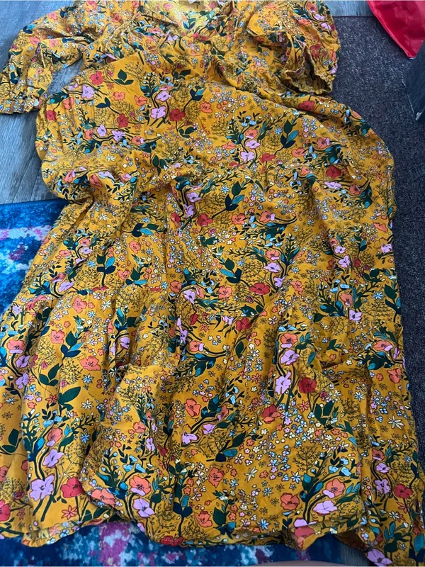 Natural Life Phoebe Maxi Dress Gold Yellow Boho Floral Women’s M oversized - Image 13