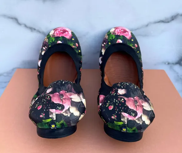 Givenchy rose floral-print camouflage elasticated ballet flats size 36.5 US 6 - Image 3