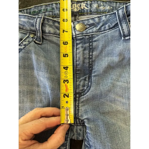 Wrangler Rock 47 Women's Blue Jeans Ultra Low Rise Sz‎ 30x34 Rodeo Cowgirl Denim - Image 9