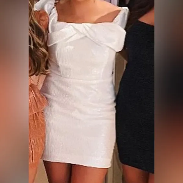 White off the shoulder sequin dress Size M - Image 2