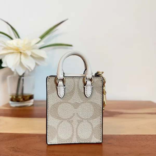 NWT Coach‎ North/South Mini Tote Bag Charm In Signature Canvas - Image 4