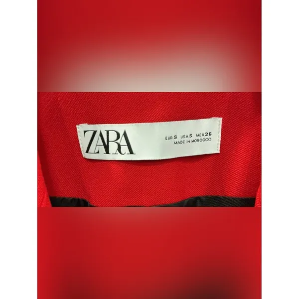 Zara‎ Red Tailored Blazer S Structured One Button Classic Jacket - Image 3