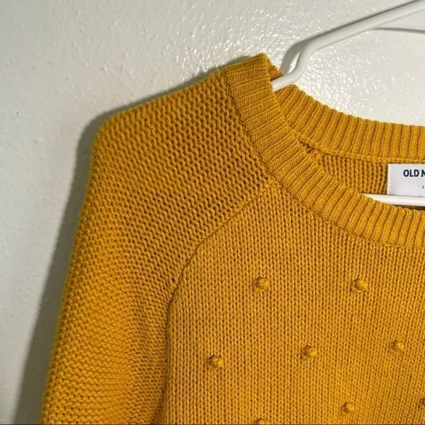 Old Navy Women's Size Large Hi Emotion‎ Pullover Sweater Mustard Yellow Crewneck - Image 6
