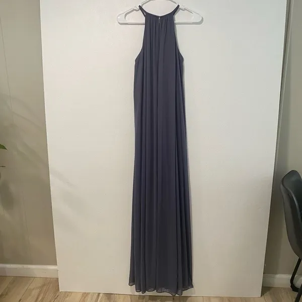 David’s Bridal Long High Neck Mesh Gown | Pewter | Size 6 | Formal Bridesmaid Pr - Image 2