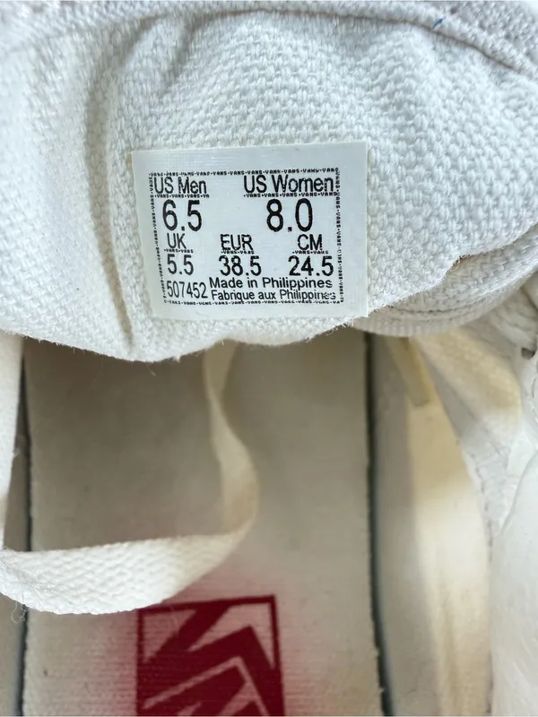 Vans Sk8-Hi High Top Sneakers Off-White‎ Cream Canvas Mens 6.5 Womens 8.0 - Image 4