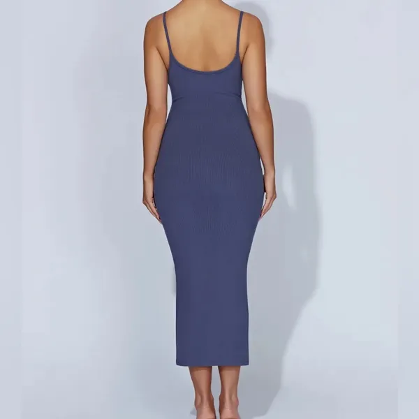 NWT MESHKI Alexis Ribbed Cami Midi Dress Midnight Navy medium vacation bodycon - Image 4