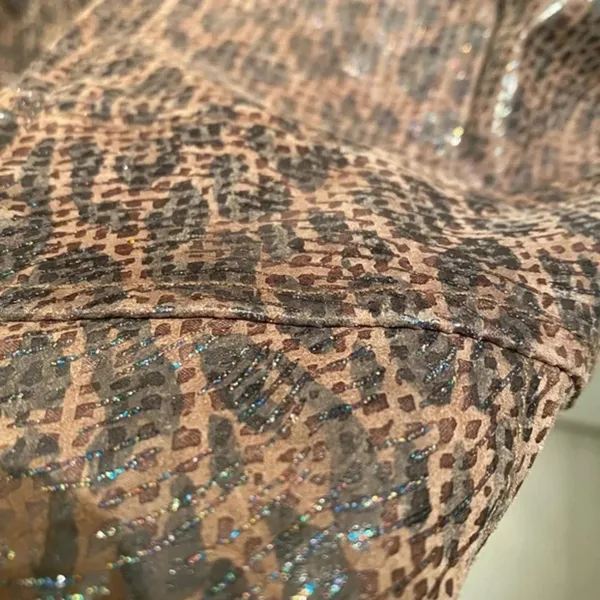 Live A Little 100% Leather Jacket Leopard pattern zippered - Image 9