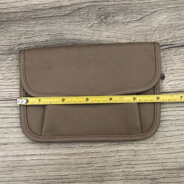 Mundi Leather Small Coin Wallet Clutch Pouch Taupe Brown - Image 2