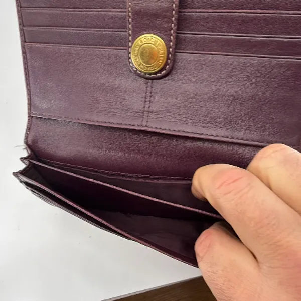 Coach Signature C Flap Brown Burgundy Canvas Wallet - Image 7