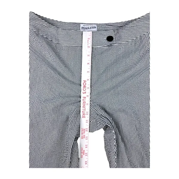 Pendleton Gray and White Seersucker Straight Leg Trousers Size 10 Cuffed Stripes - Image 4