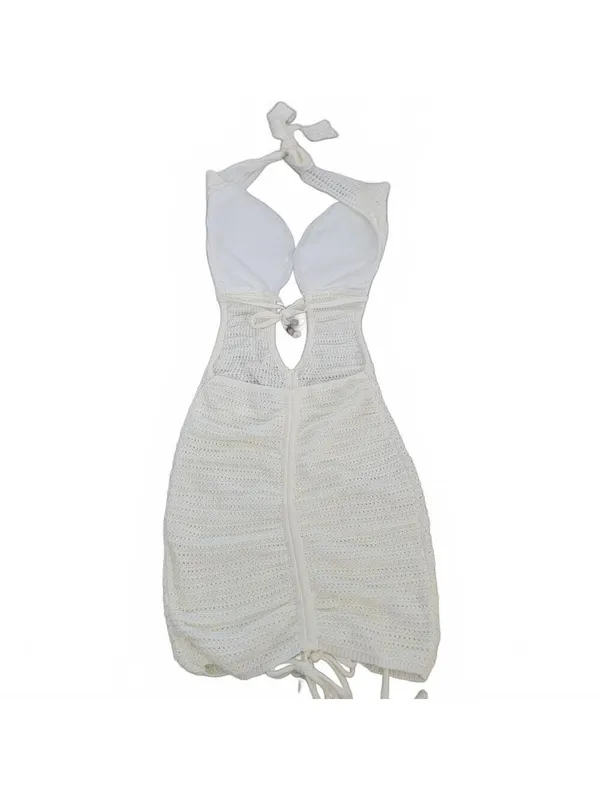 Outcast Alia Mini Dress Crochet Coastal Beach Vacation White Women's XXS/XS NWT - Image 4