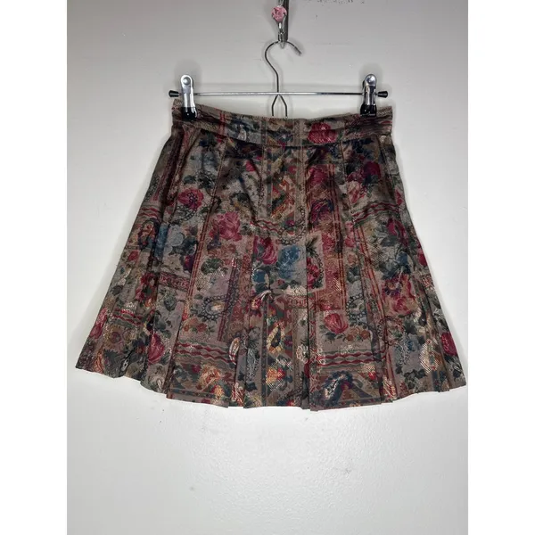 Vintage 90s Darlyn Tapestry Vest & Skirt Suit Set Woven Floral Made in USA Sz 4 - Image 5