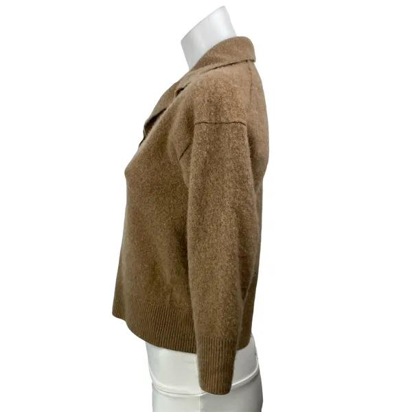 Quince 100% Mongolian Cashmere Tan Long Sleeves Collared Polo Sweater Top Sz M - Image 2