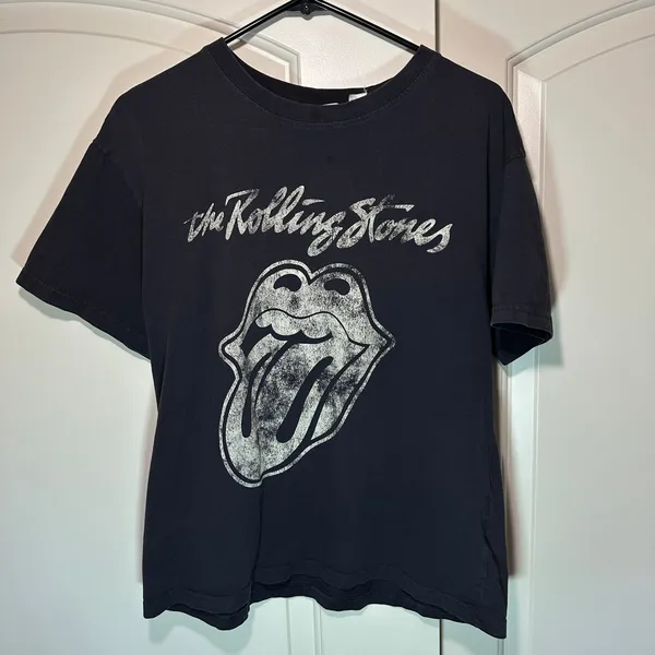 H&M Rolling Stones Graphic T-Shirt Womens Medium Rock‎ Band Tee Gray Cotton - Image 2