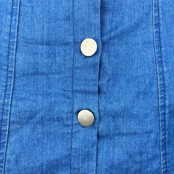 Lush Clothing Women's Blue Denim Jean High Rise Scallop A Line Button Down Skirt Size S - Image 4