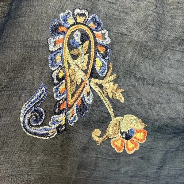 NWT Stitch Fix Accessory Collective Amery Scarf Navy Embroidered Paisley Boho - Image 5