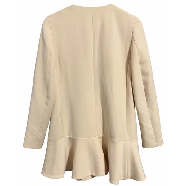 Zara Double Breasted Ruffle‎ Bottom Pea Coat Women's Size XS - Image 2