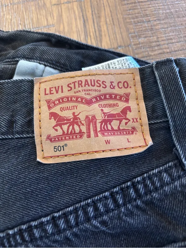 Levi's Black Cutoff Distressed Denim Shorts - Image 4