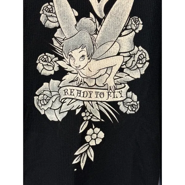 Tinker Bell "Ready to Fly" Black Thermal Long Sleeve/Ladies/M/Disney Lightweight - Image 4