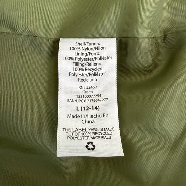 Puffer Jacket Green Quilted Crop Full Zip Mock Neck‎ Womens Size Large Winter - Image 7