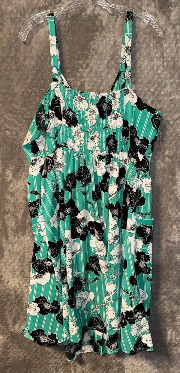Mlle Gabrielle Floral Striped Button-Front Midi Dress Size 2X - Image 8