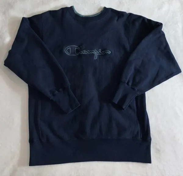 Vintage Champion Reverse Weave Sweatshirt Crewneck Large Blue Embroidered Women - Image 11