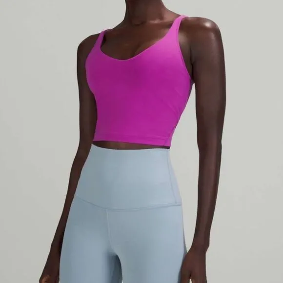 Lululemon Womens 6 Lululemon Align Tank Crop Top Vivid Plum‎ Purple Built In Bra - Image 8