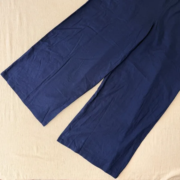 Bombay Paisley Strapless‎ Embroidered Linen Blend Jumpsuit Navy Blue XS Boho - Image 12