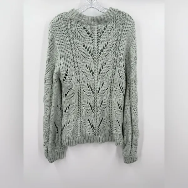 Abercrombie‎ & Fitch Women's Pointelle Mint Green Chunky Knit Sweater Size M - Image 3