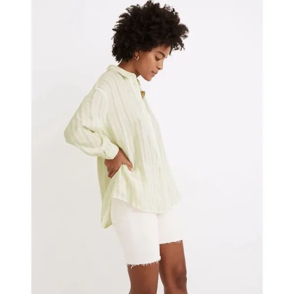 ✨Madewell Linen-Blend Painter Sz Medium Shirt in Eades Stripe✨ - Image 2