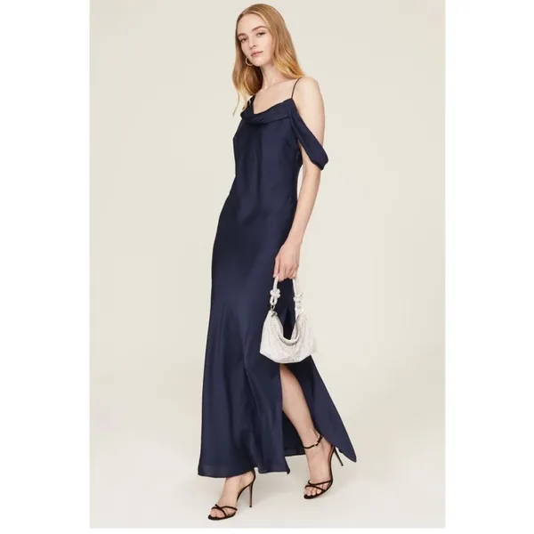 Fame & Partners Francoise Size 6 Satin Effect Maxi Dress - Image 3