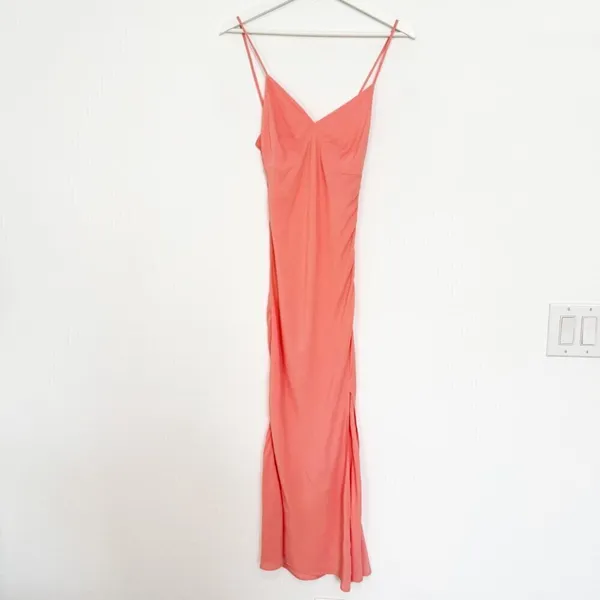 Cleobella Becket Dress Size‎ XS Coral Pink V Neck Slip Maxi Euro Summer Resort - Image 2