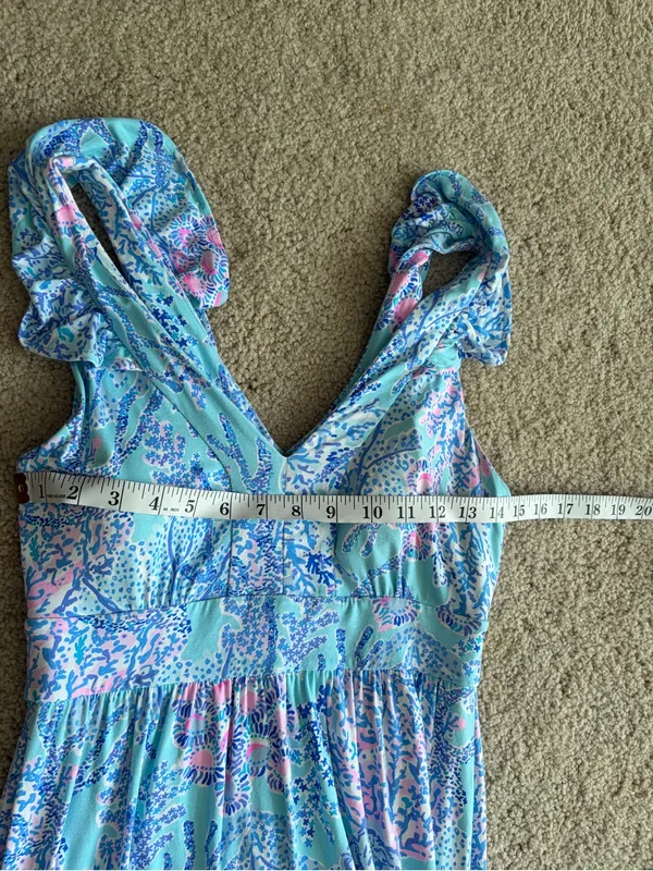 Lilly Pulitzer bohemian preppy ruffle vyra maxi blue long formal dress size 4 - Image 12