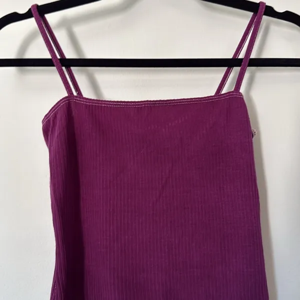 Reformation Ribbed‎ Spaghetti Strap Bodysuit Plum Purple Small Sustainable Chic - Image 8