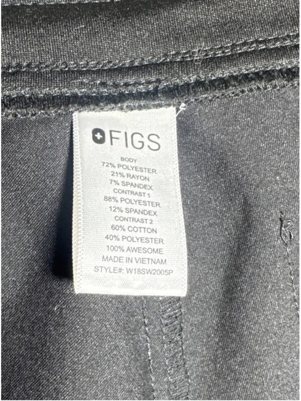 FIGS Jogger Scrub Pants Black with Grey Drawstring 27” inseam - Image 9