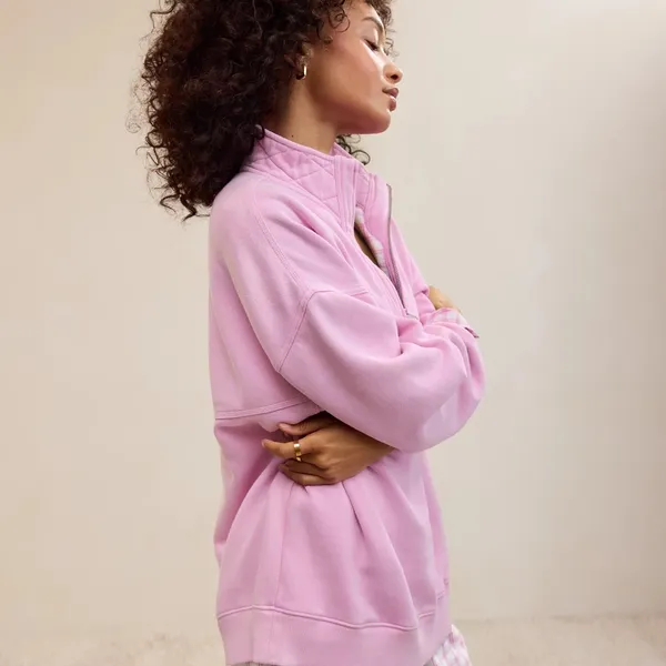 Aerie Pink Oh Zip! Sweatshirt NWT Size XL - Image 5
