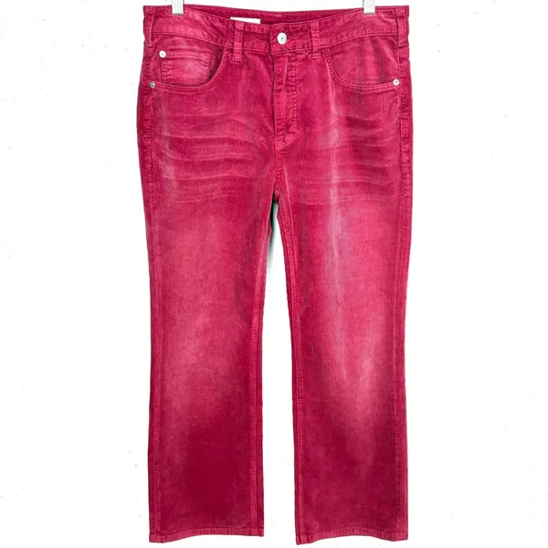 Anthropologie Pilcro Yaya Mid Rise Corduroy Cropped Flare Jeans Pink Rose 29 - Image 2