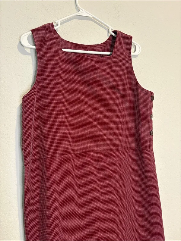 Sleeveless Maxi Dress in Deep Red plaid/gingham 10 - Image 4