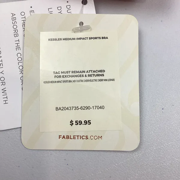 Fabletics Red Kessler Medium Impact Sports Bra Size Medium NEW! Retail $59.95 - Image 5