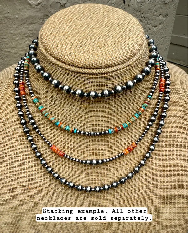 18” 3-6mm Navajo Style Sterling Silver Pearls Necklace - Image 8