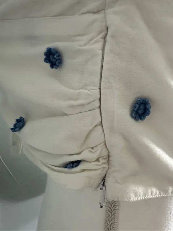 FARM Rio White Puff-Sleeve Crop Top with Blue flowers Print. - Image 10