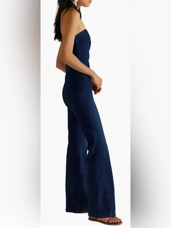 NEW FREE PEOPLE Beckett Strapless Denim Jumpsuit sz 25 - Image 3